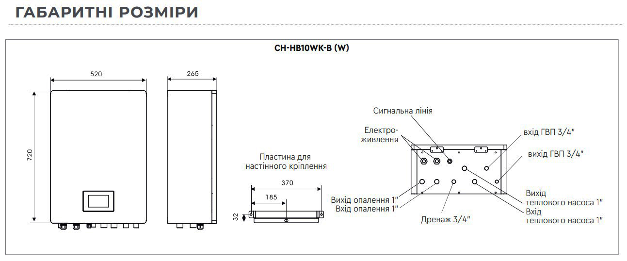 CH-HB10WK-W (Water Kit) размеры